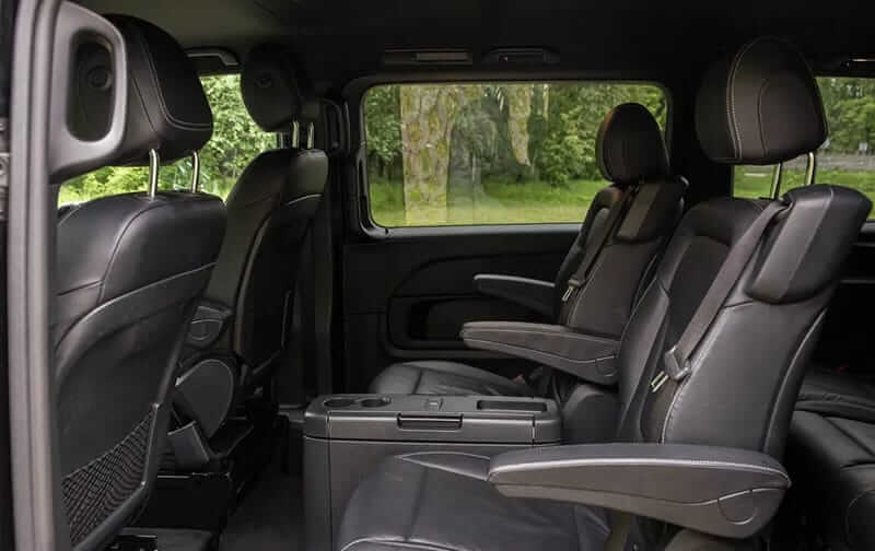 Mercedes-Benz V-Class cabin with black leather seats